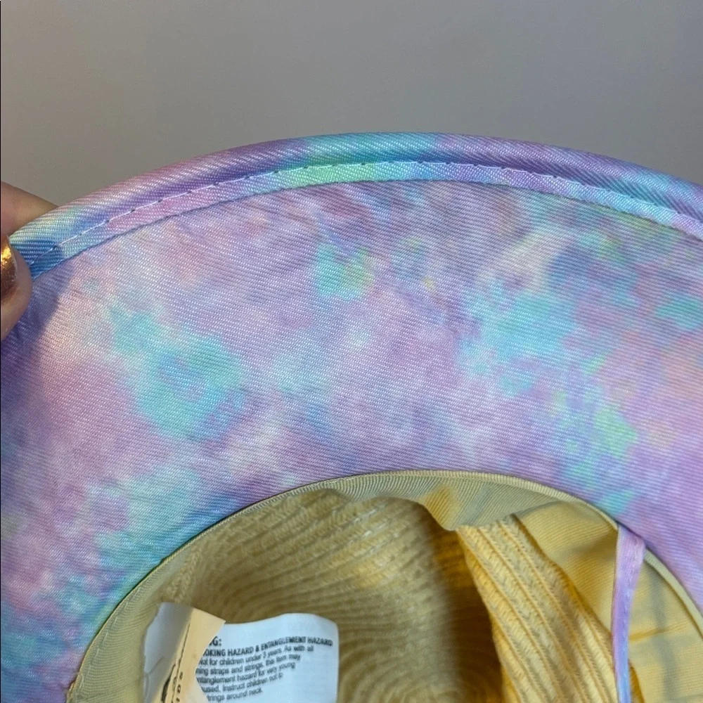 Tommy Bahama Kids Tie Dye Straw Wide Brim Sun Hat OS With Chin Strap